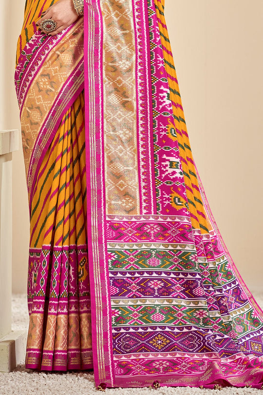 Dandelion Yellow Patola Saree designer saree