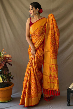 Fire Yellow Patola Saree