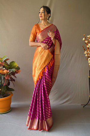 French Violet Patola Saree
