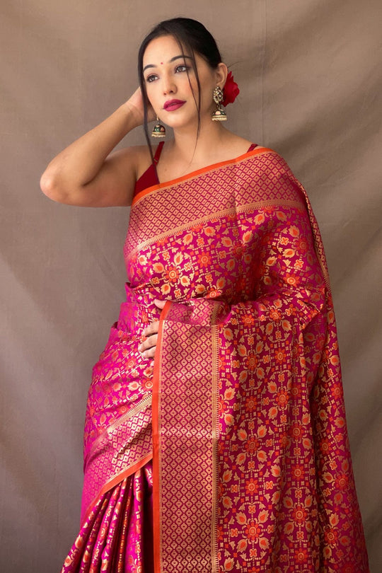 Magenta Pink Patola Saree patola saree