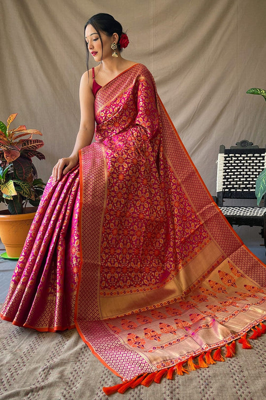 Magenta Pink Patola Saree new saree design