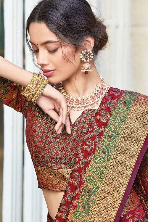 Maroon Red Patola Saree patola saree with price