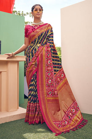 Navy Blue Patola Saree