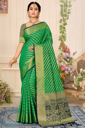Parakeet Green Patola Saree