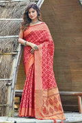 Radical Red Printed Patola Saree Radical Red Printed Patola Saree