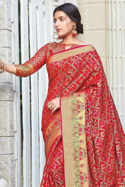 Rose Red Patola Saree  patola saree