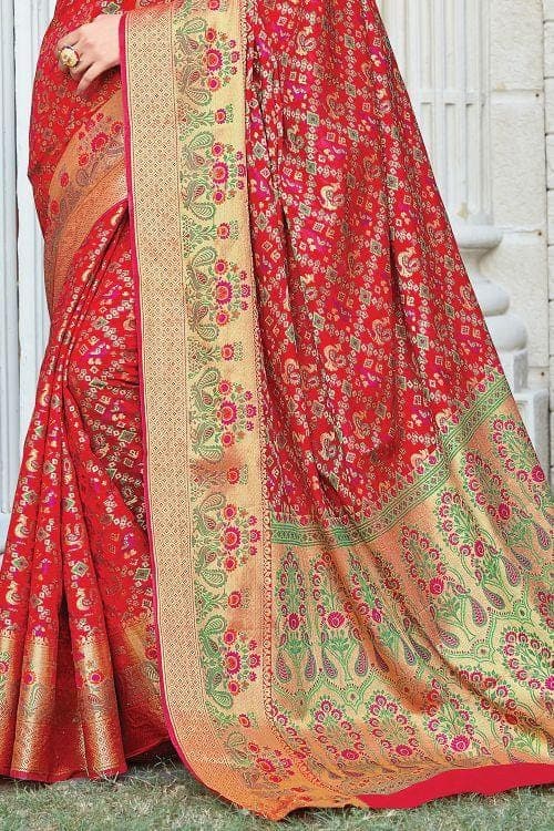Rose Red Patola Saree patola saree price