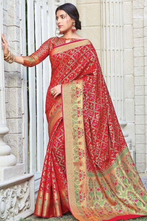 Rose Red Patola Saree patola sarees online