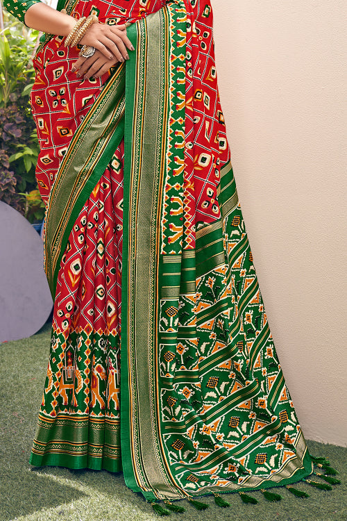 Scarlet Red Patola Saree designer saree