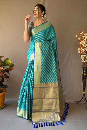 Sky Blue Patola Saree