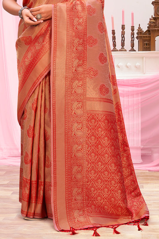 Burnt Orange Kanjivaram Silk Saree Burnt Orange Kanjivaram Silk Saree