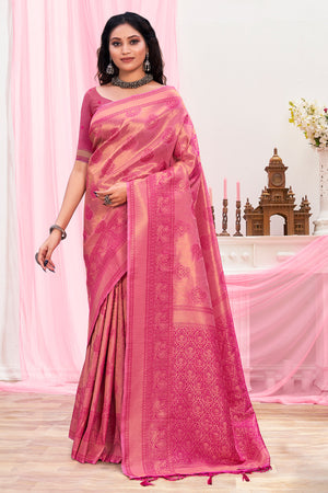 Taffy Pink Kanjivaram Silk Saree