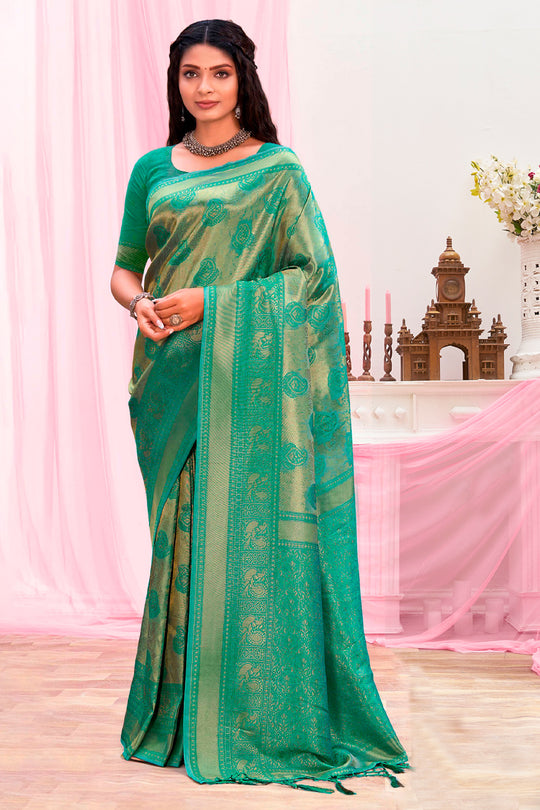 Emerald Green Kanjivaram Silk Saree Emerald Green Kanjivaram Silk Saree