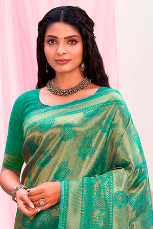 Emerald Green Kanjivaram Silk Saree