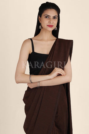 Chocolate Brown Handwoven Pure Cotton Saree