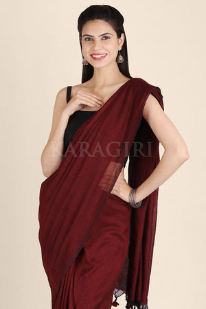 Syrup Brown Handwoven Pure Cotton Saree