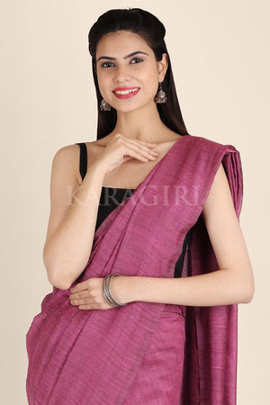 Thulian Pink Handwoven Pure Cotton Saree