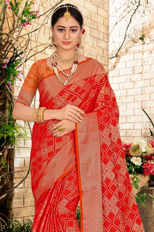 Tart Red Patola Saree Tart Red Patola Saree