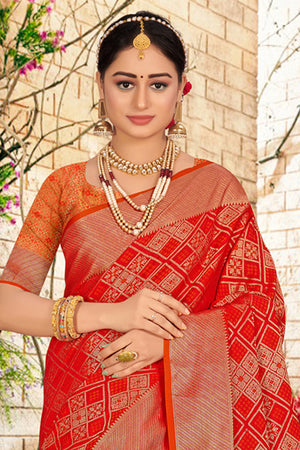 Tart Red Patola Saree