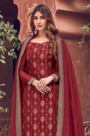 Berry Red Designer Salwar Suit with Palazzo