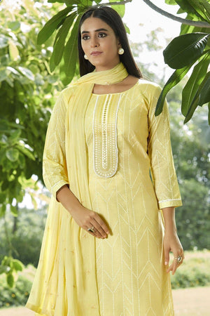 Daffodil Yellow Cotton Salwar Suit