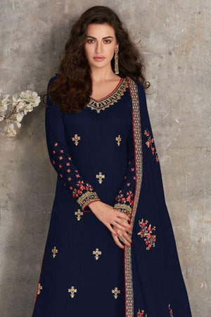 Denim Blue Salwar Suit With Palazzo