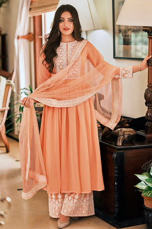 Cantaloupe Orange Salwar Suit with Palazzo