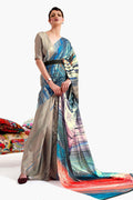 Perfect Greige Satin Crep Saree satin saree online