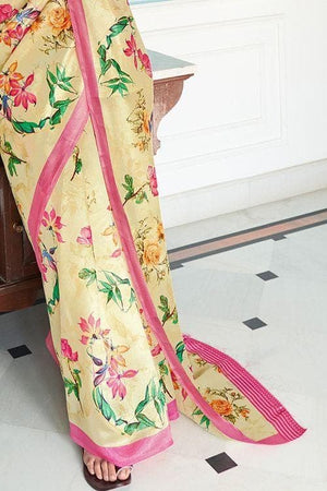 Satin Silk Saree Corn Yellow Satin Silk Saree saree online