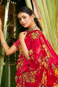 Imperial Red Satin Silk Saree silk sarees