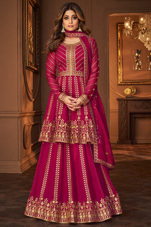 Peony Pink Sharara Suit (Semi-Stitched)