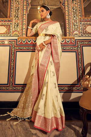 Alabaster White Silk Saree