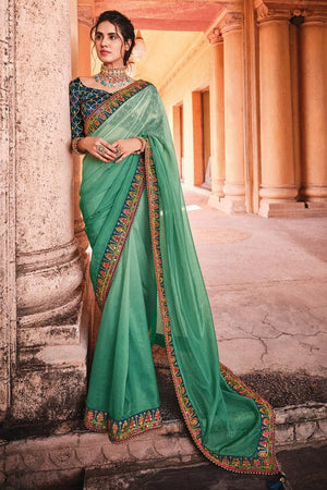 Aqua Green Silk Saree