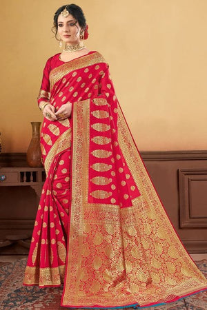 Bright Red Silk Saree