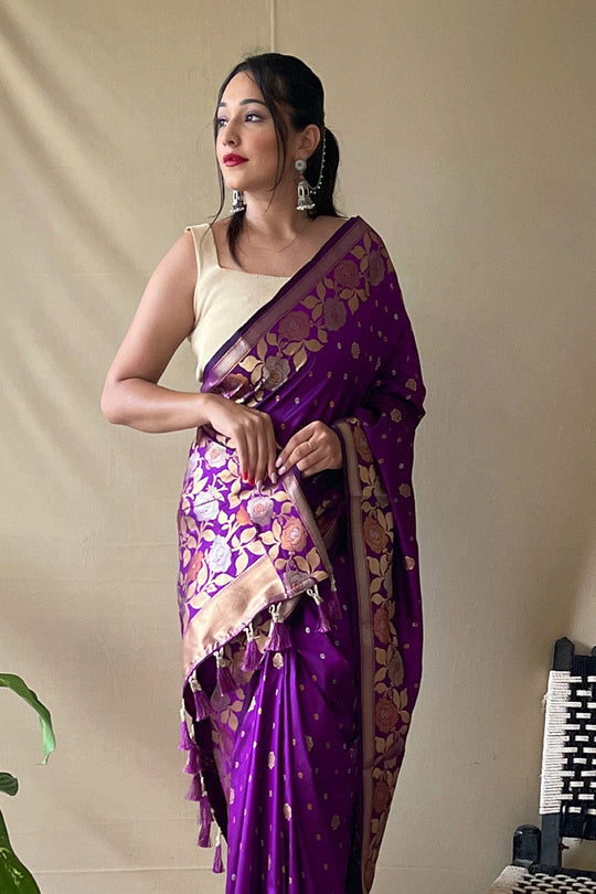 Byzantine Purple Silk saree silk saree for wedding