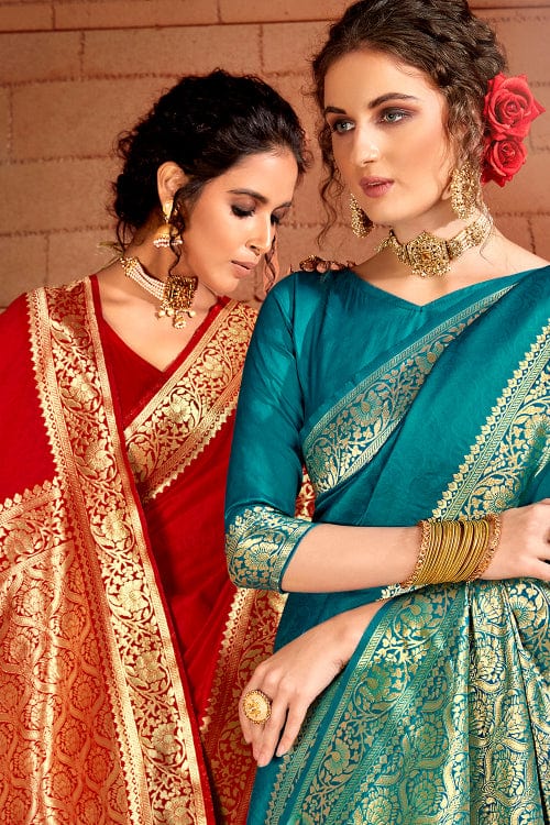 Cerulean Blue Silk Saree fancy saree