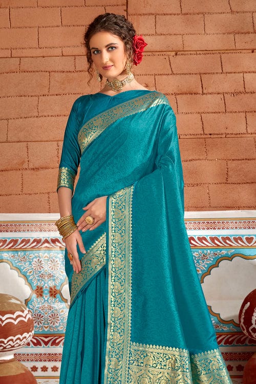 Cerulean Blue Silk Saree silk saree