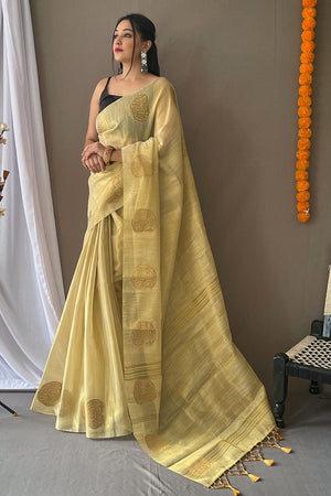 Cream Silk Saree