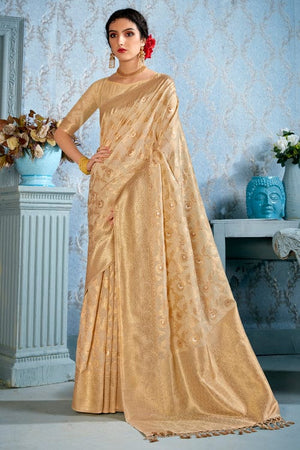 Cream Silk Saree