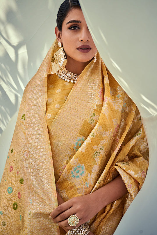 Daisy Yellow Silk Saree silk saree