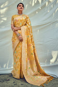 Daisy Yellow Silk Saree yellow saree