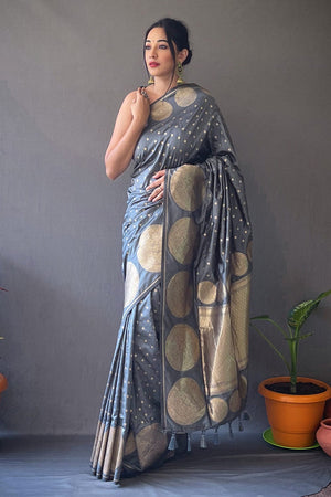 Gray Silk Saree