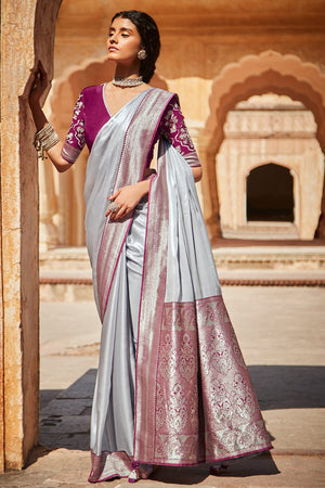 Lavender Silk Saree