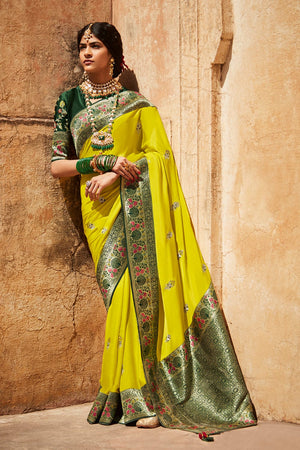 Lime Green Silk Saree