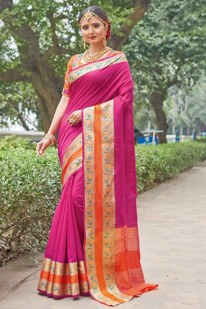 Magenta Purple Silk Saree