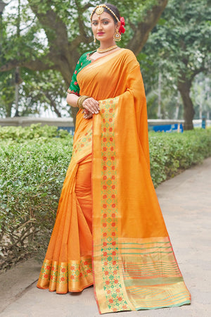Mustard Yellow Silk Saree