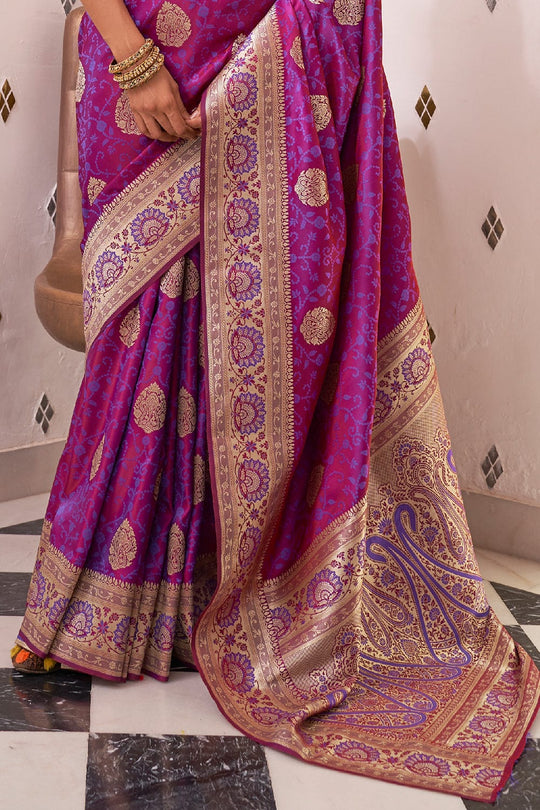 Pearlescent Purple Silk Saree With Blouse Piece silk saree price