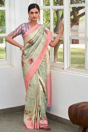 Pearlesent Green Silk Saree