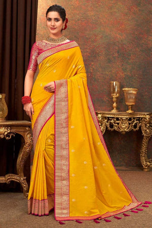 Pineapple Yellow Silk Saree