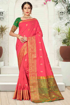 Punch Pink Silk Saree